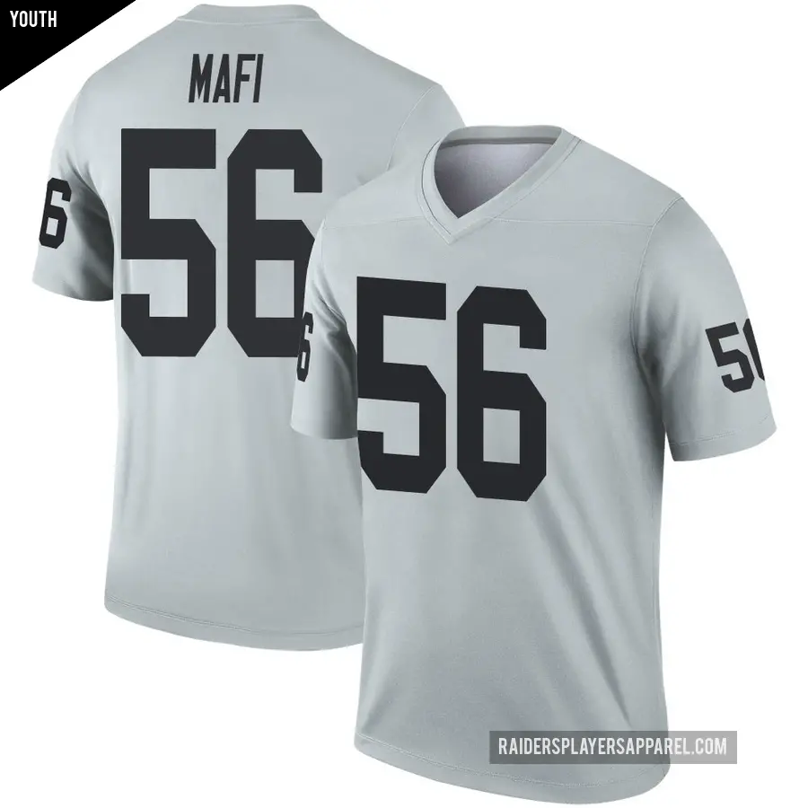 Youth Las Vegas Raiders ＃56 Atonio Mafi Legend Inverted Silver Jersey