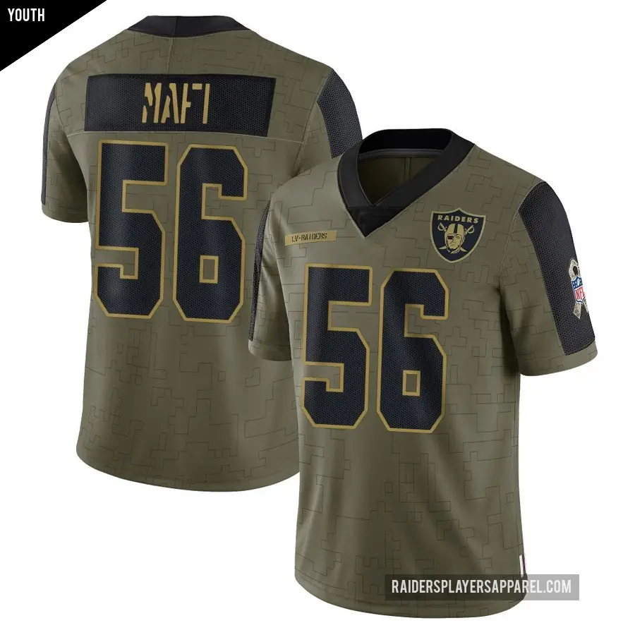 Youth Las Vegas Raiders ＃56 Atonio Mafi Olive Limited 2021 Salute To Service Jersey