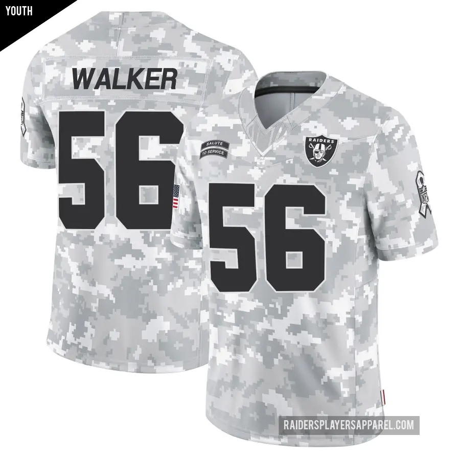 Youth Las Vegas Raiders ＃56 Jailin Walker Arctic Camo Limited 2024 Salute to Service Jersey