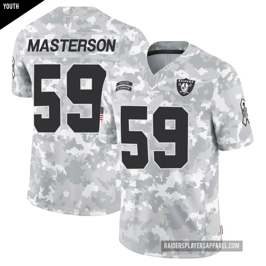 Youth Las Vegas Raiders ＃59 Luke Masterson Arctic Camo Limited 2024 Salute to Service Jersey