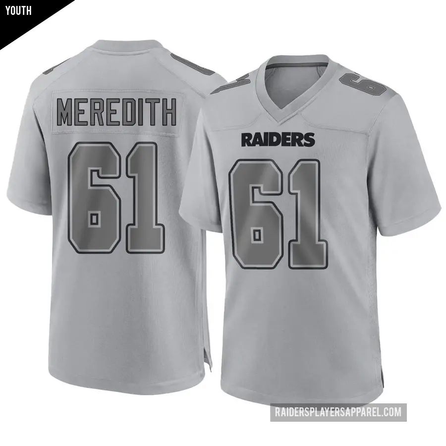 Youth Las Vegas Raiders ＃61 Jordan Meredith Gray Game Atmosphere Fashion Jersey