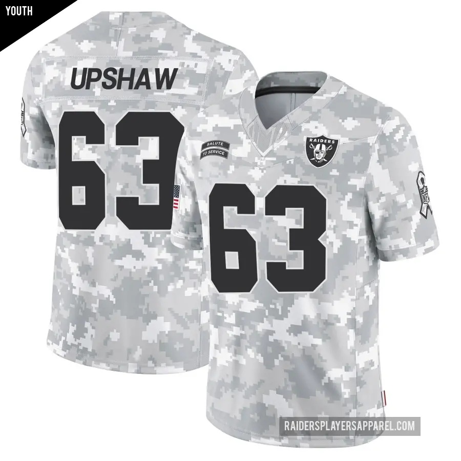 Youth Las Vegas Raiders ＃63 Wilson Gene Upshaw Arctic Camo Limited 2024 Salute to Service Jersey