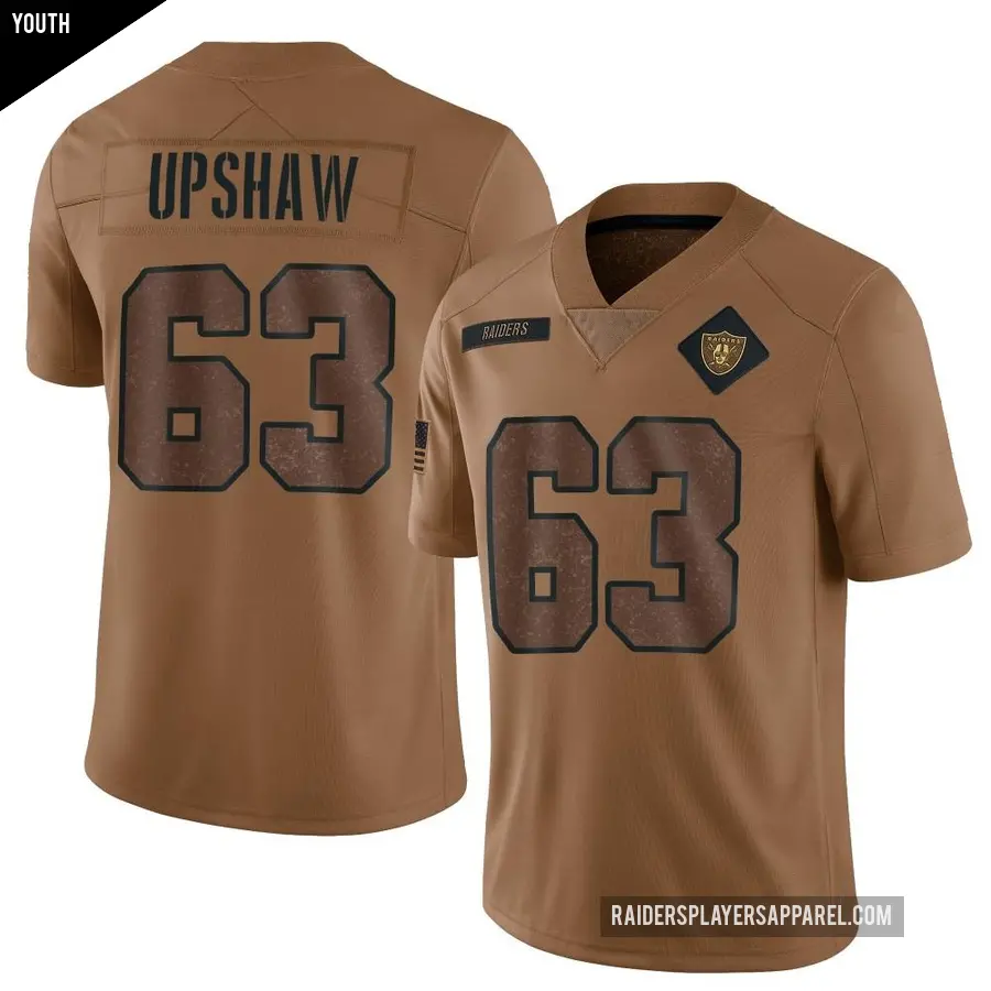 Youth Las Vegas Raiders ＃63 Wilson Gene Upshaw Brown Limited 2023 Salute To Service Jersey