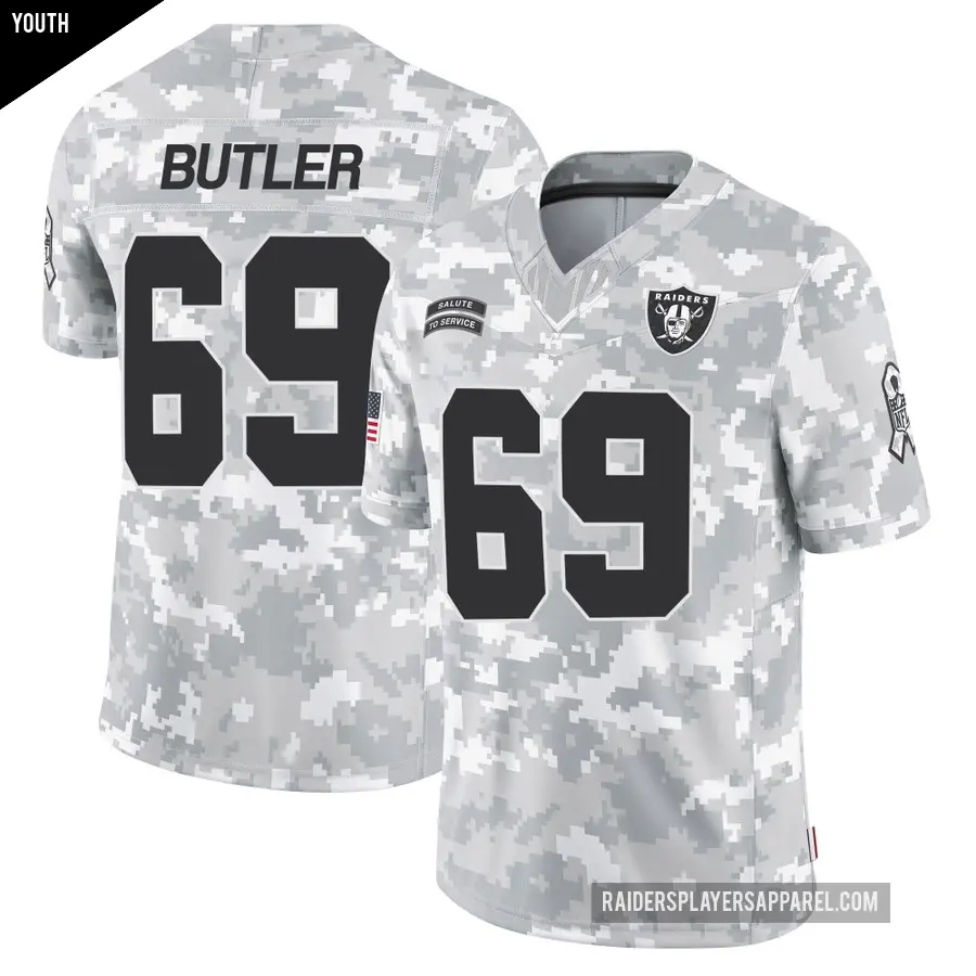 Youth Las Vegas Raiders ＃69 Adam Butler Arctic Camo Limited 2024 Salute to Service Jersey