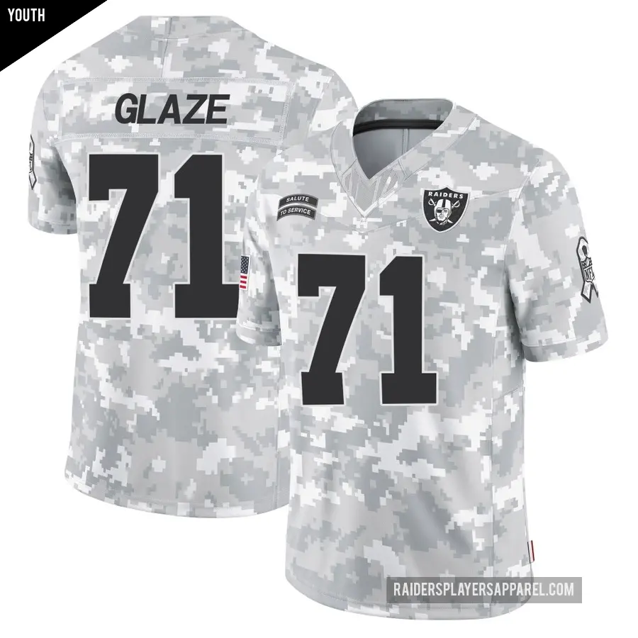 Youth Las Vegas Raiders ＃71 DJ Glaze Arctic Camo Limited 2024 Salute to Service Jersey