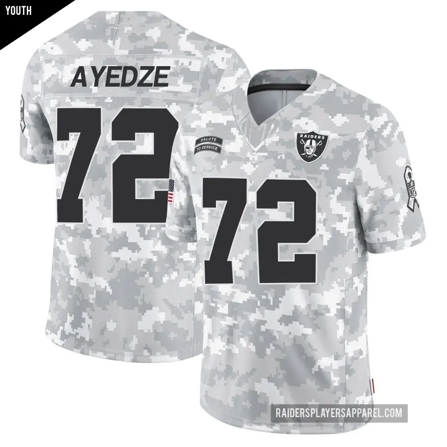 Youth Las Vegas Raiders ＃72 Gottlieb Ayedze Arctic Camo Limited 2024 Salute to Service Jersey