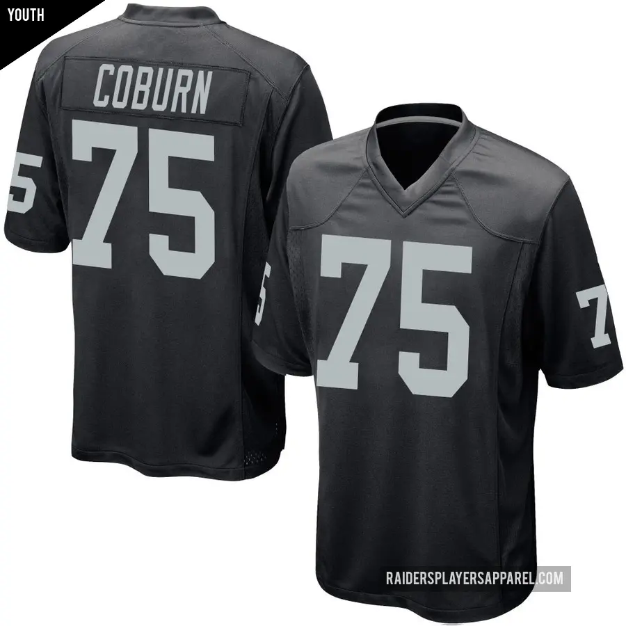Youth Las Vegas Raiders ＃75 Keondre Coburn Black Game Team Color Jersey