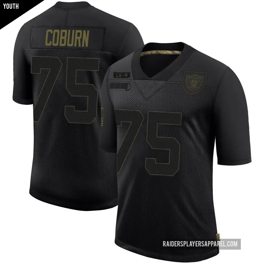 Youth Las Vegas Raiders ＃75 Keondre Coburn Black Limited 2020 Salute To Service Jersey