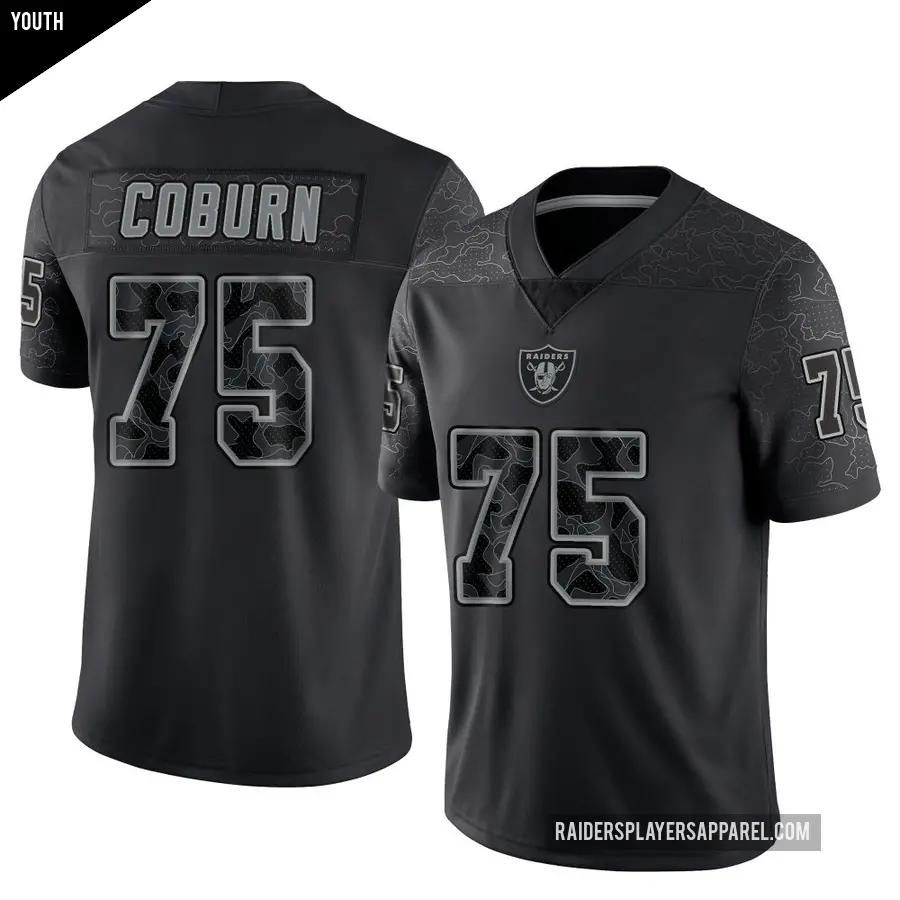 Youth Las Vegas Raiders ＃75 Keondre Coburn Black Limited Reflective Jersey