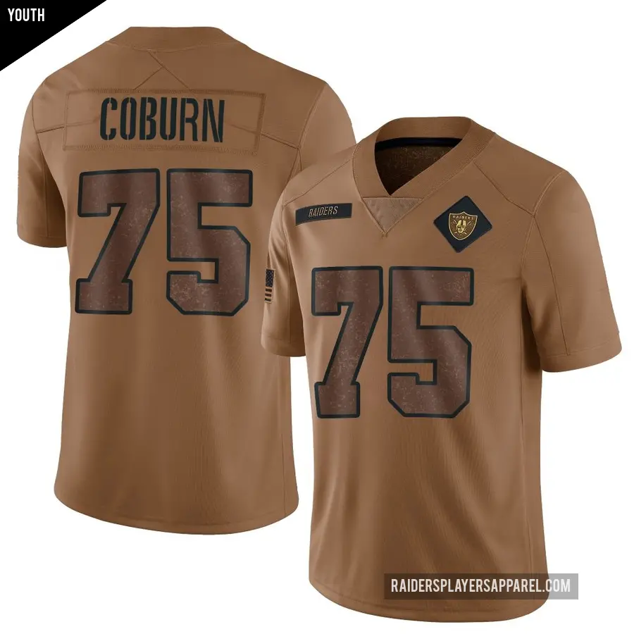 Youth Las Vegas Raiders ＃75 Keondre Coburn Brown Limited 2023 Salute To Service Jersey