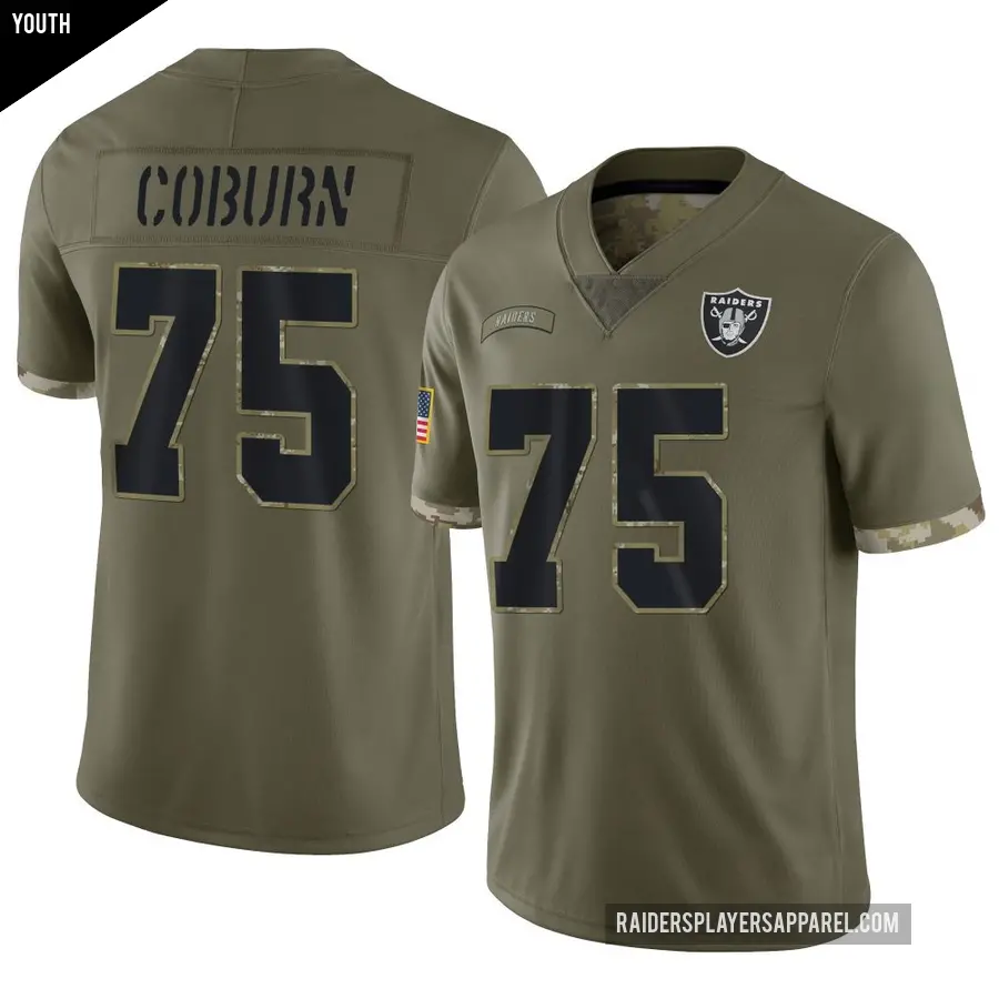 Youth Las Vegas Raiders ＃75 Keondre Coburn Olive Limited 2022 Salute To Service Jersey