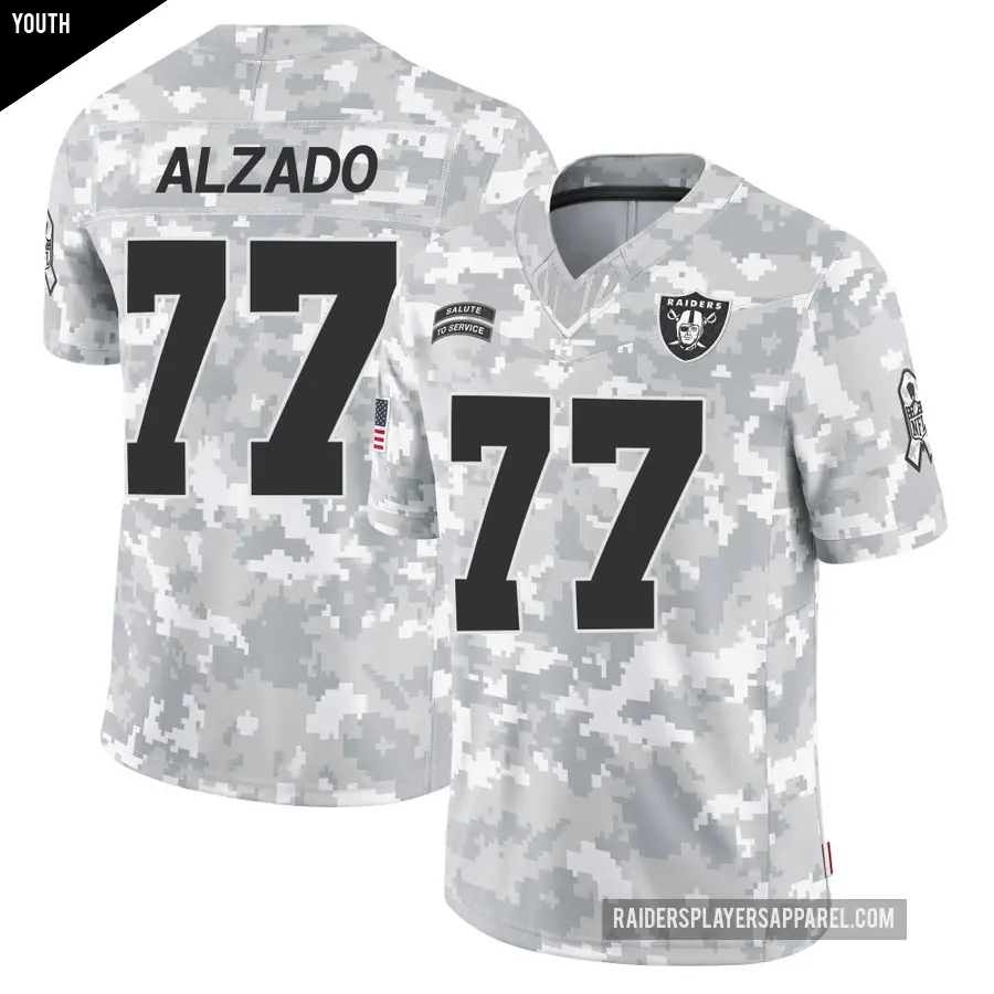 Youth Las Vegas Raiders ＃77 Lyle Alzado Arctic Camo Limited 2024 Salute to Service Jersey