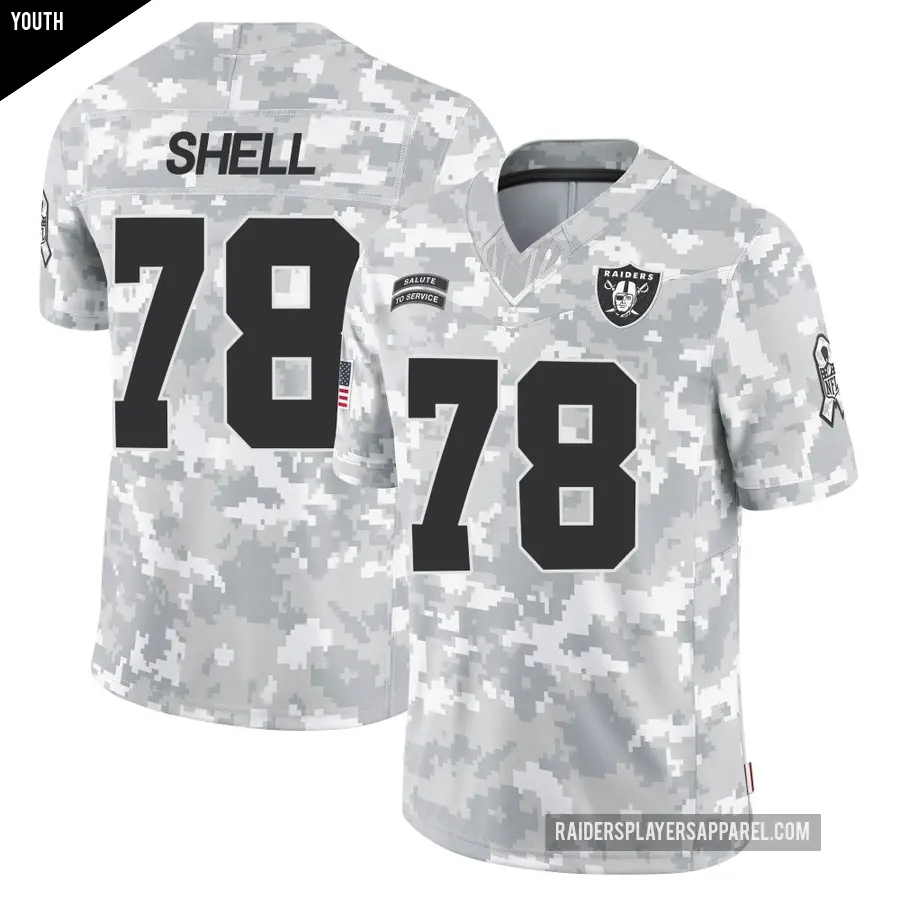 Youth Las Vegas Raiders ＃78 Art Shell Arctic Camo Limited 2024 Salute to Service Jersey