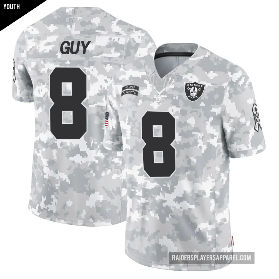 Youth Las Vegas Raiders ＃8 Wilson Ray Guy Arctic Camo Limited 2024 Salute to Service Jersey