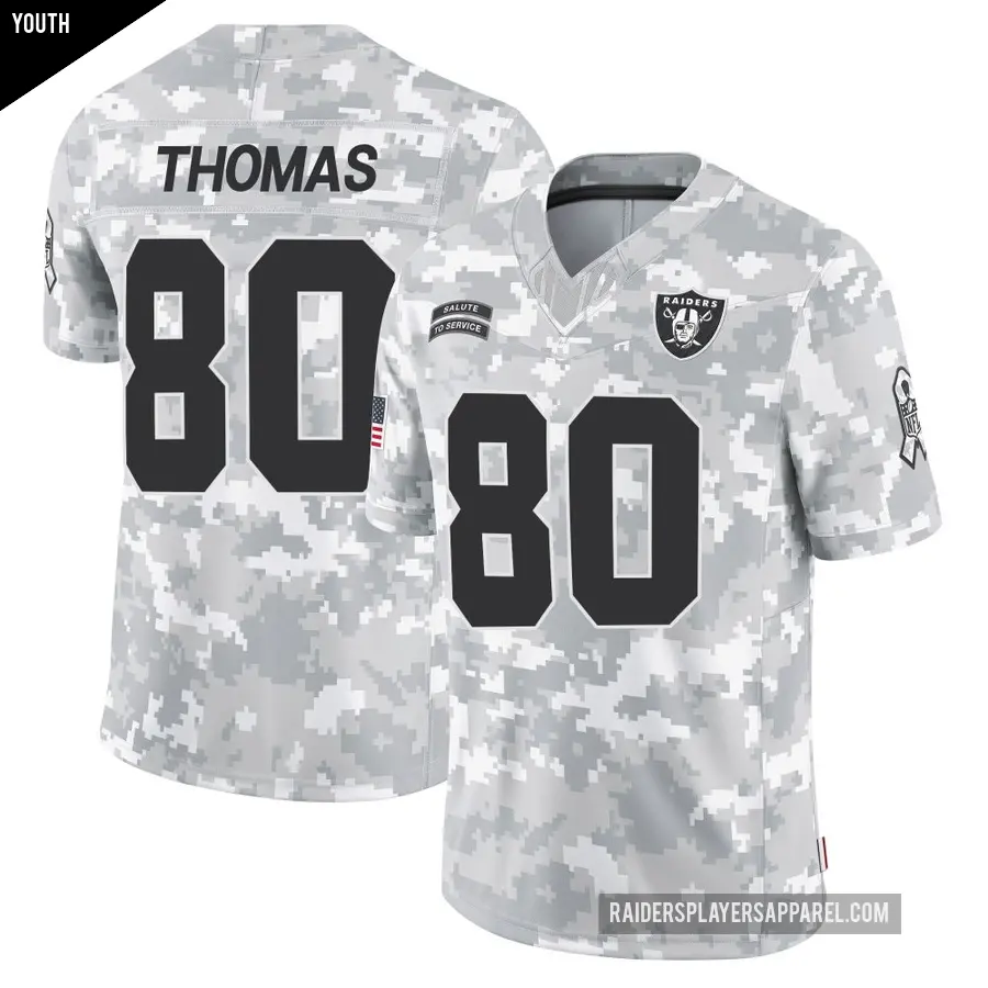 Youth Las Vegas Raiders ＃80 Ian Thomas Arctic Camo Limited 2024 Salute to Service Jersey