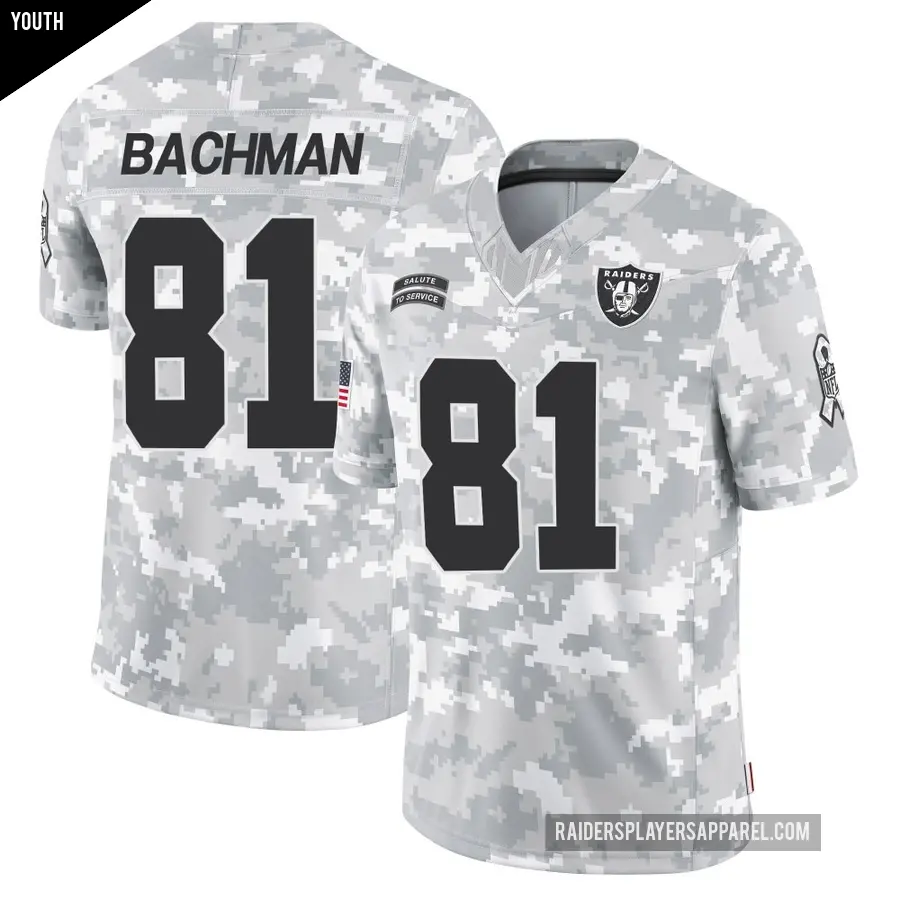Youth Las Vegas Raiders ＃81 Alex Bachman Arctic Camo Limited 2024 Salute to Service Jersey