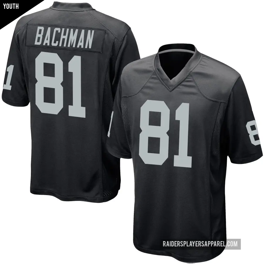 Youth Las Vegas Raiders ＃81 Alex Bachman Black Game Team Color Jersey