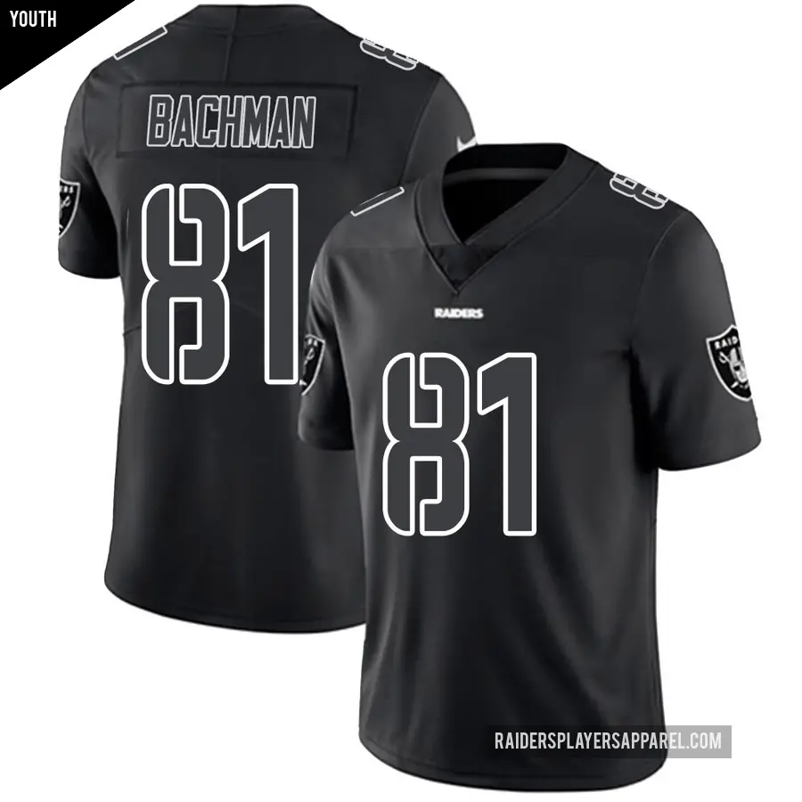 Youth Las Vegas Raiders ＃81 Alex Bachman Black Impact Limited Jersey
