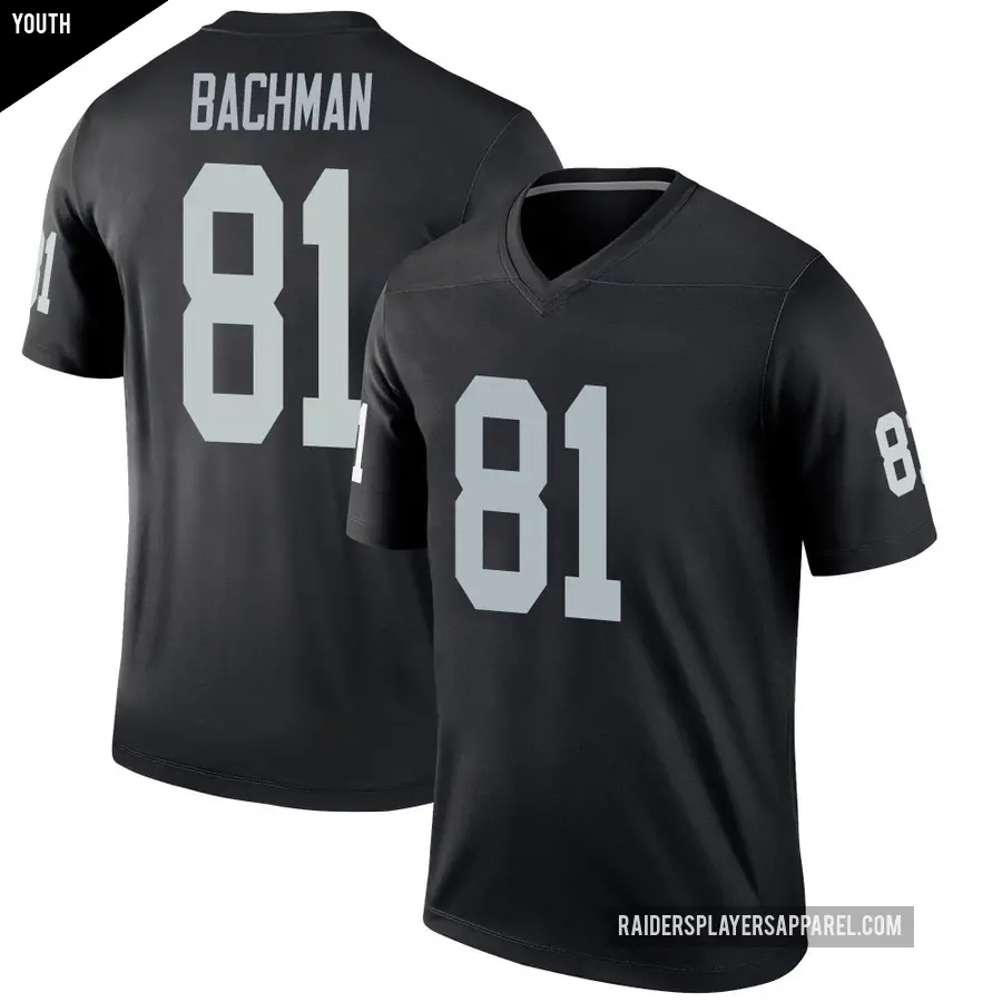 Youth Las Vegas Raiders ＃81 Alex Bachman Black Legend Jersey