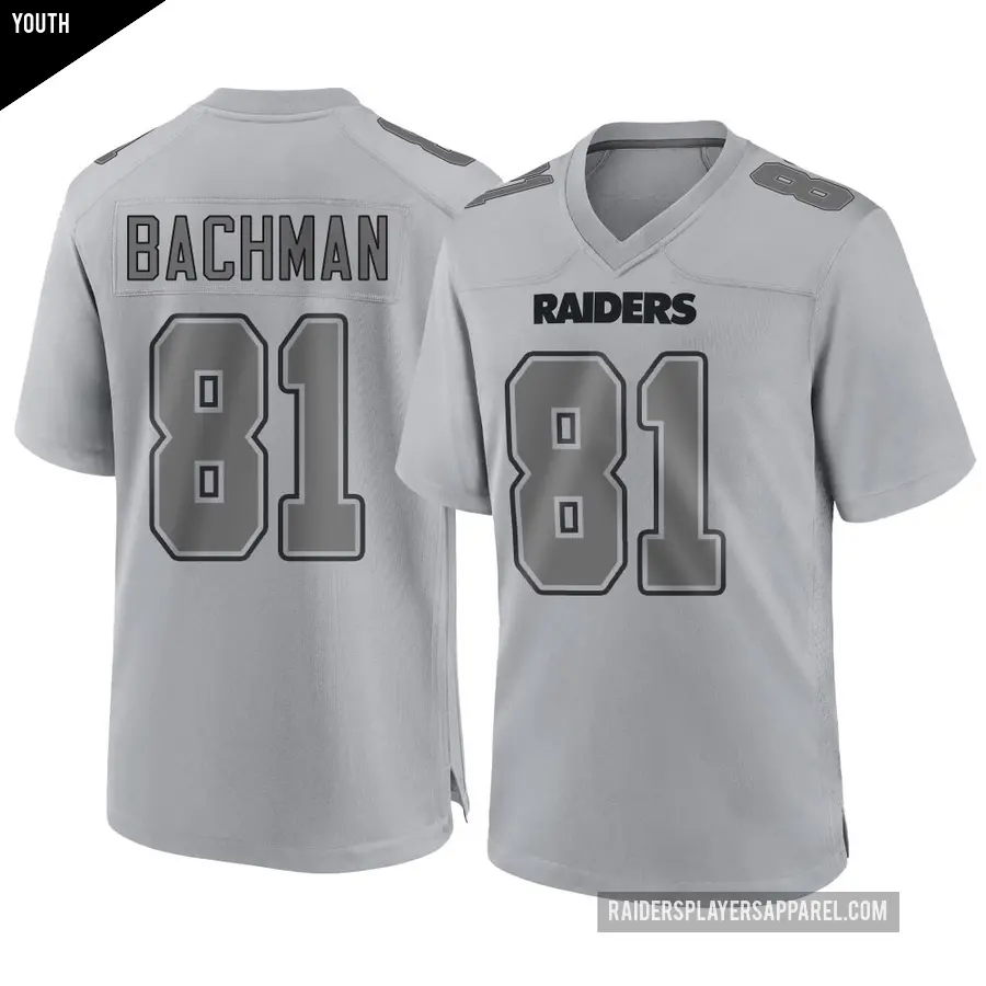 Youth Las Vegas Raiders ＃81 Alex Bachman Gray Game Atmosphere Fashion Jersey