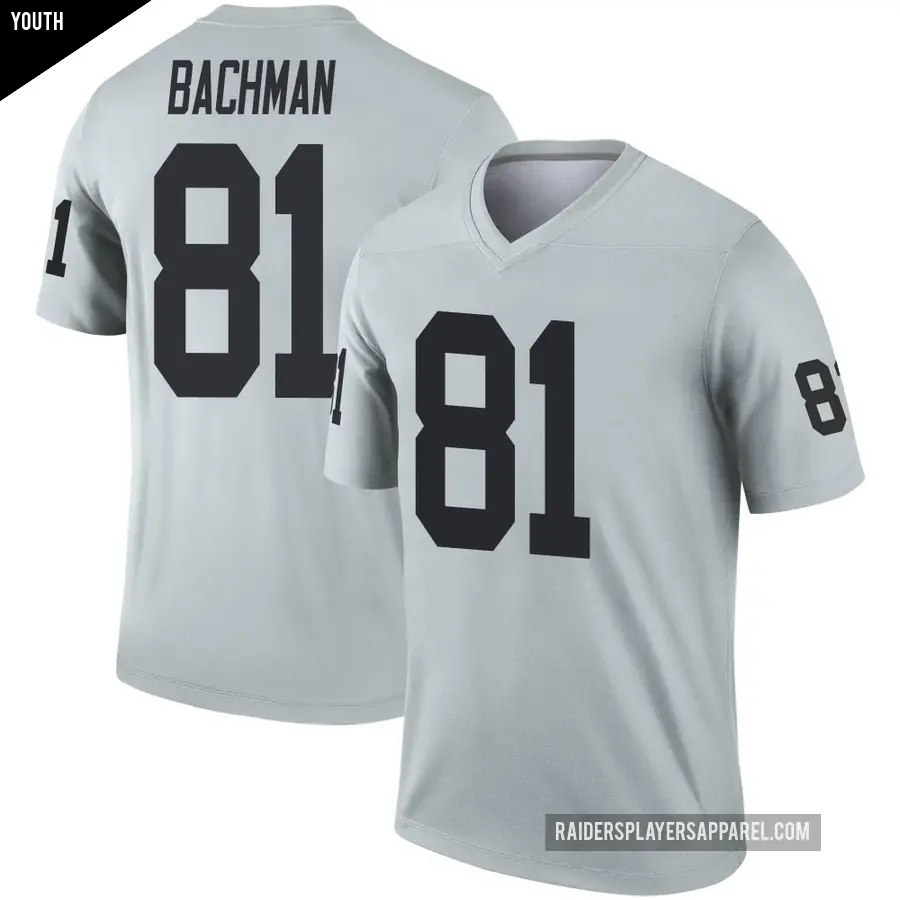 Youth Las Vegas Raiders ＃81 Alex Bachman Legend Inverted Silver Jersey