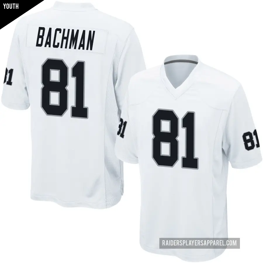 Youth Las Vegas Raiders ＃81 Alex Bachman White Game Jersey