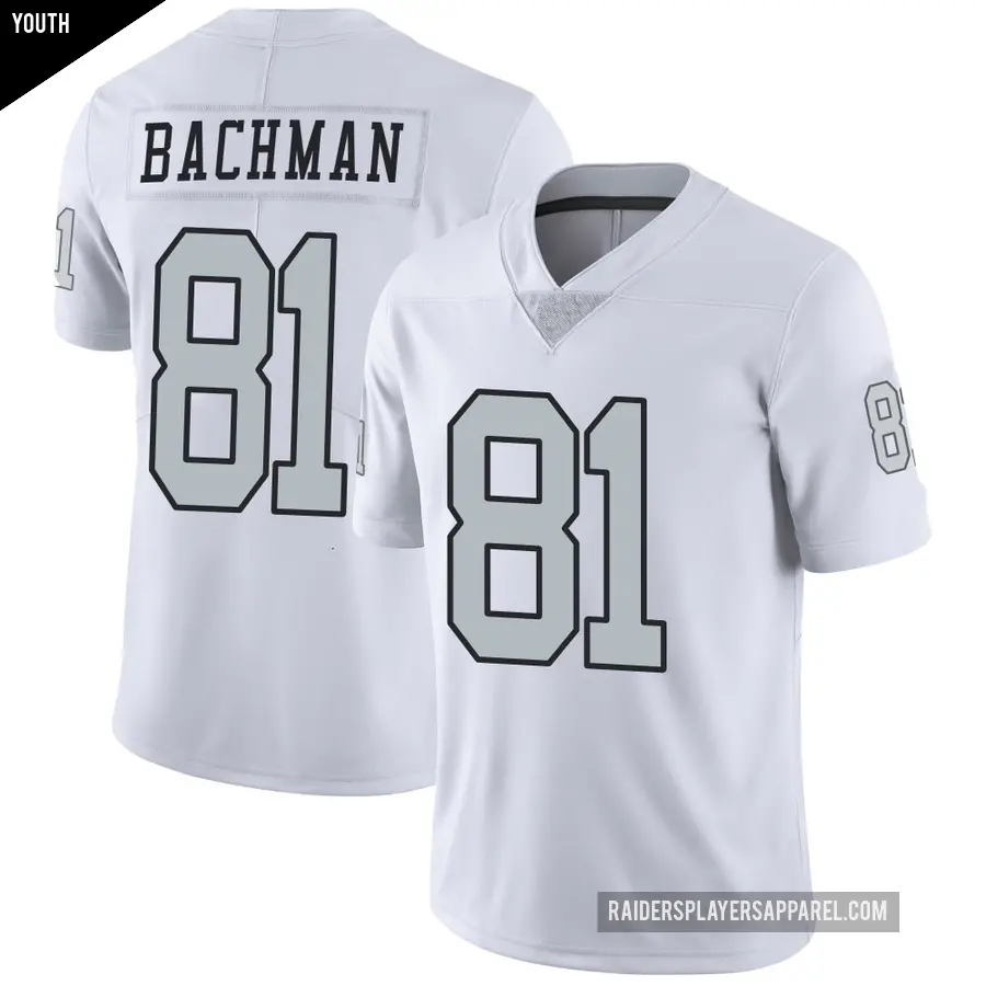 Youth Las Vegas Raiders ＃81 Alex Bachman White Limited Color Rush Jersey
