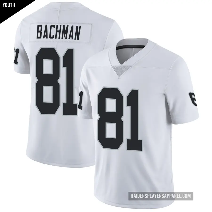 Youth Las Vegas Raiders ＃81 Alex Bachman White Limited Vapor Untouchable Jersey