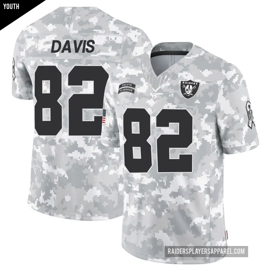 Youth Las Vegas Raiders ＃82 Al Davis Arctic Camo Limited 2024 Salute to Service Jersey