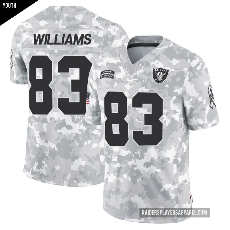 Youth Las Vegas Raiders ＃83 Seth Williams Arctic Camo Limited 2024 Salute to Service Jersey