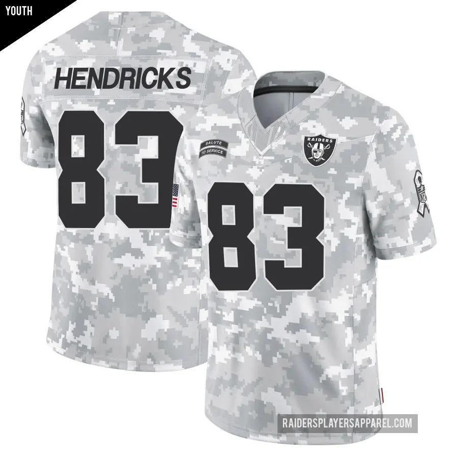 Youth Las Vegas Raiders ＃83 Ted Hendricks Arctic Camo Limited 2024 Salute to Service Jersey
