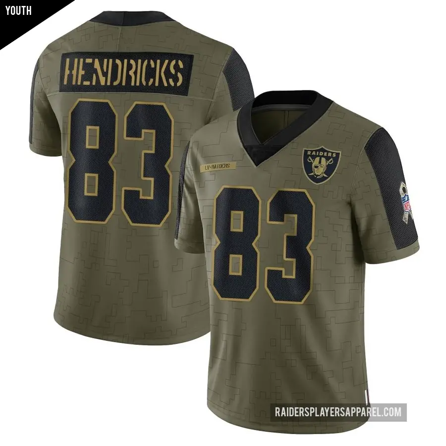 Youth Las Vegas Raiders ＃83 Ted Hendricks Olive Limited 2021 Salute To Service Jersey