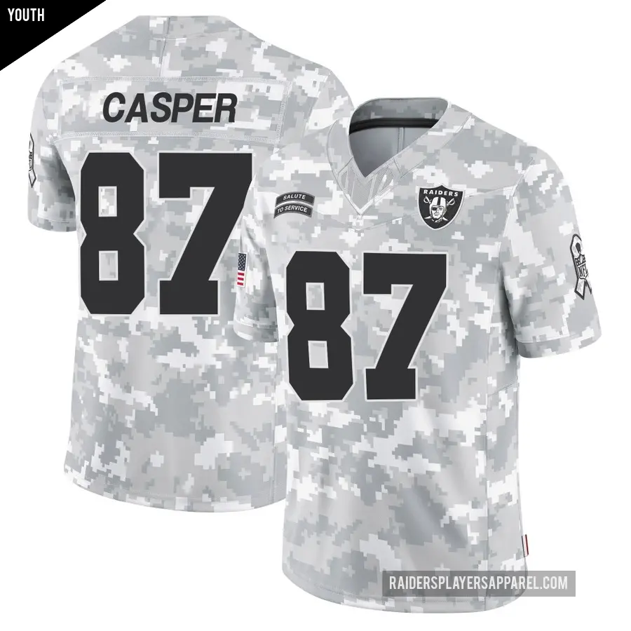 Youth Las Vegas Raiders ＃87 Dave Casper Arctic Camo Limited 2024 Salute to Service Jersey