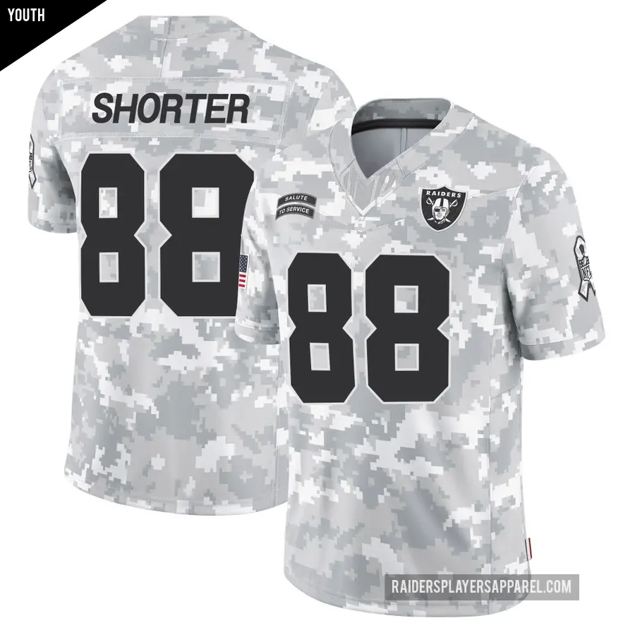 Youth Las Vegas Raiders ＃88 Justin Shorter Arctic Camo Limited 2024 Salute to Service Jersey