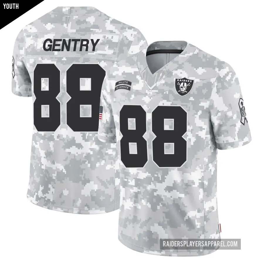 Youth Las Vegas Raiders ＃88 Zach Gentry Arctic Camo Limited 2024 Salute to Service Jersey