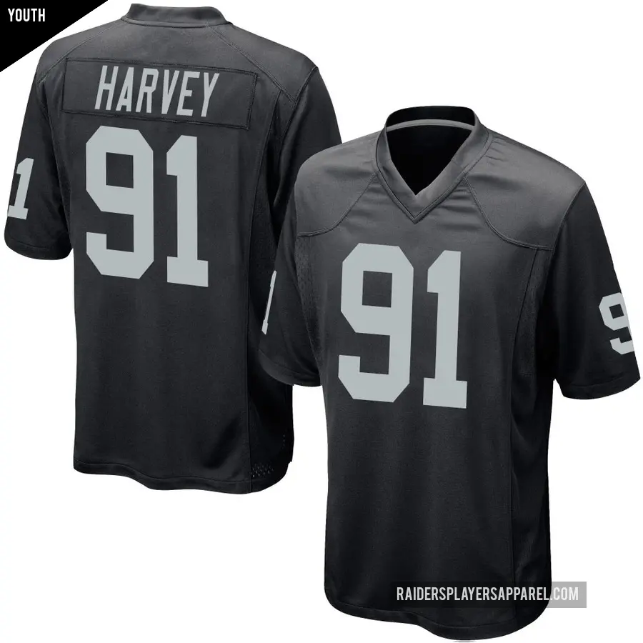 Youth Las Vegas Raiders ＃91 Jahfari Harvey Black Game Team Color Jersey