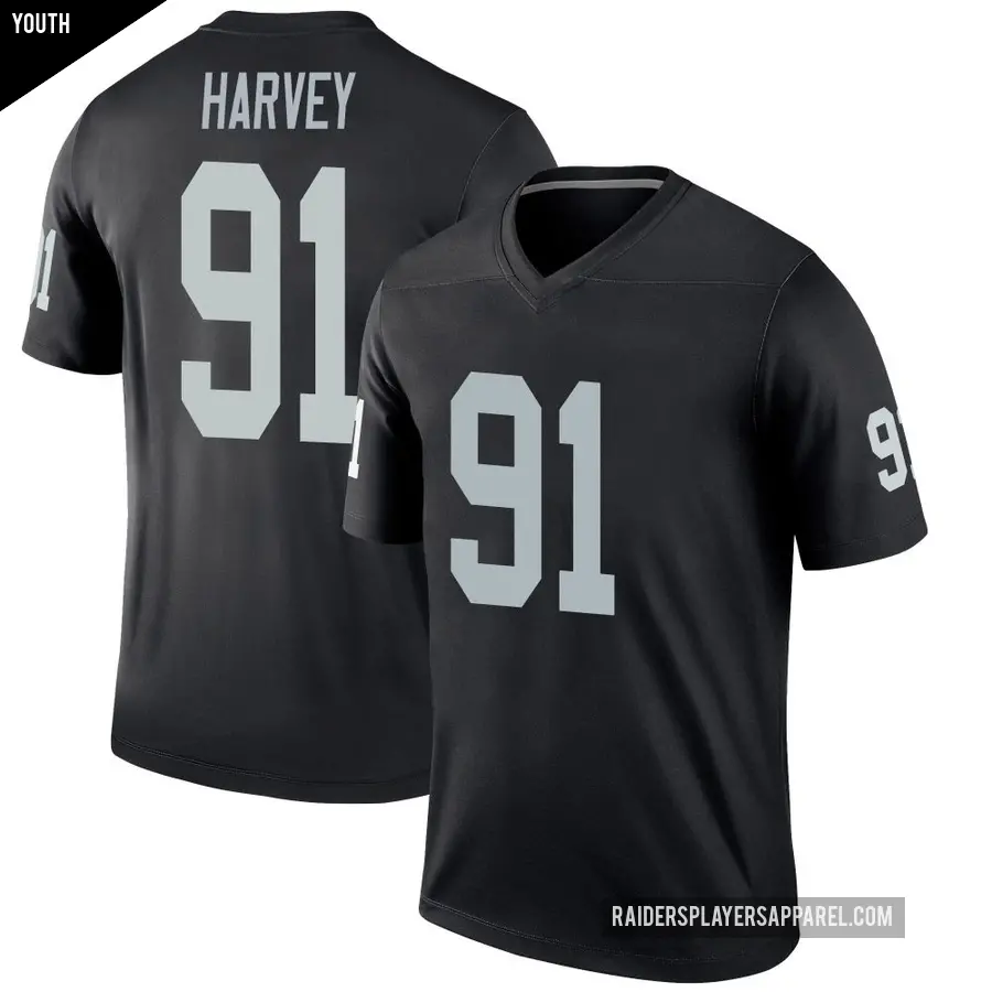 Youth Las Vegas Raiders ＃91 Jahfari Harvey Black Legend Jersey