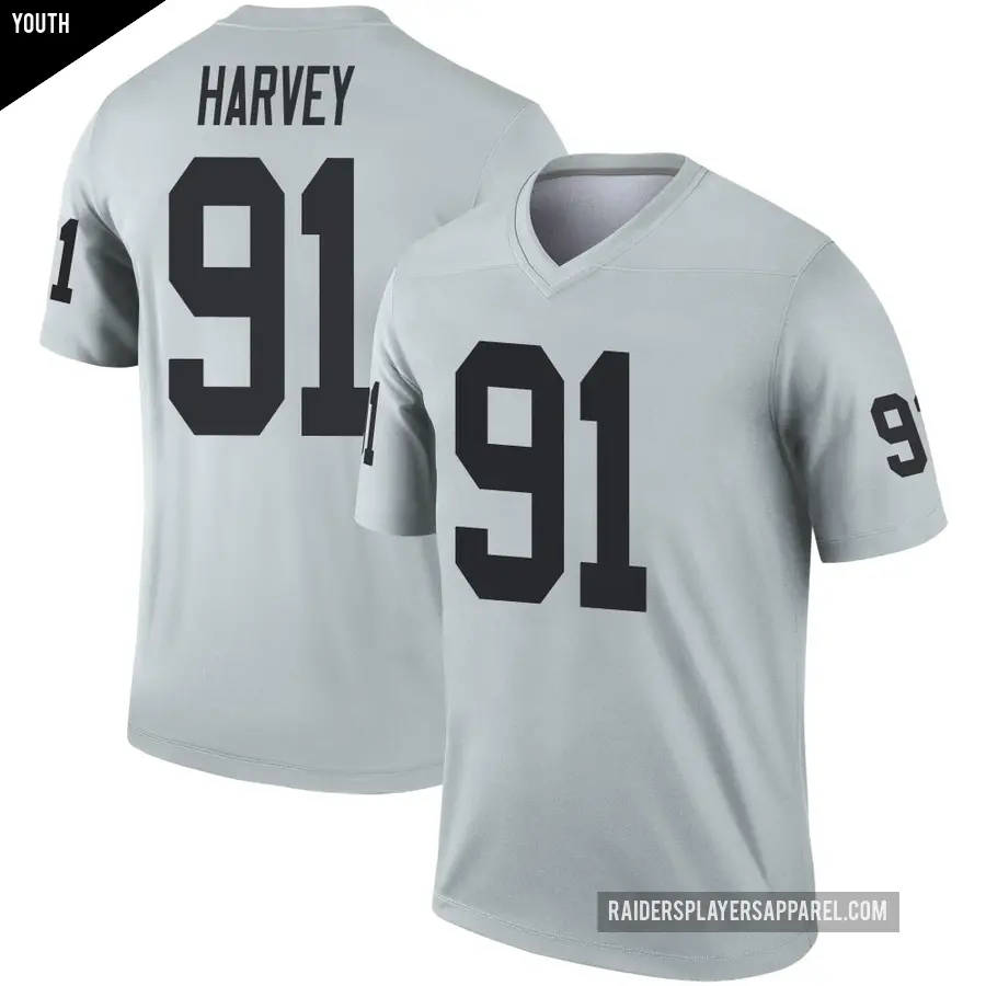 Youth Las Vegas Raiders ＃91 Jahfari Harvey Legend Inverted Silver Jersey