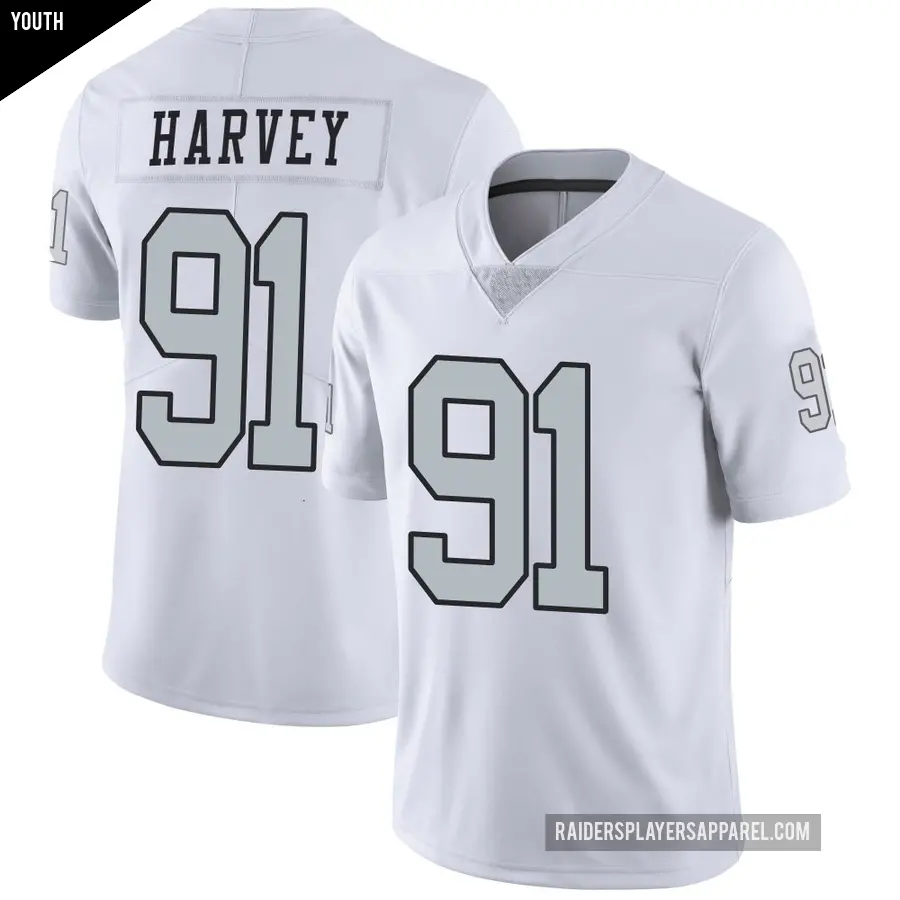 Youth Las Vegas Raiders ＃91 Jahfari Harvey White Limited Color Rush Jersey