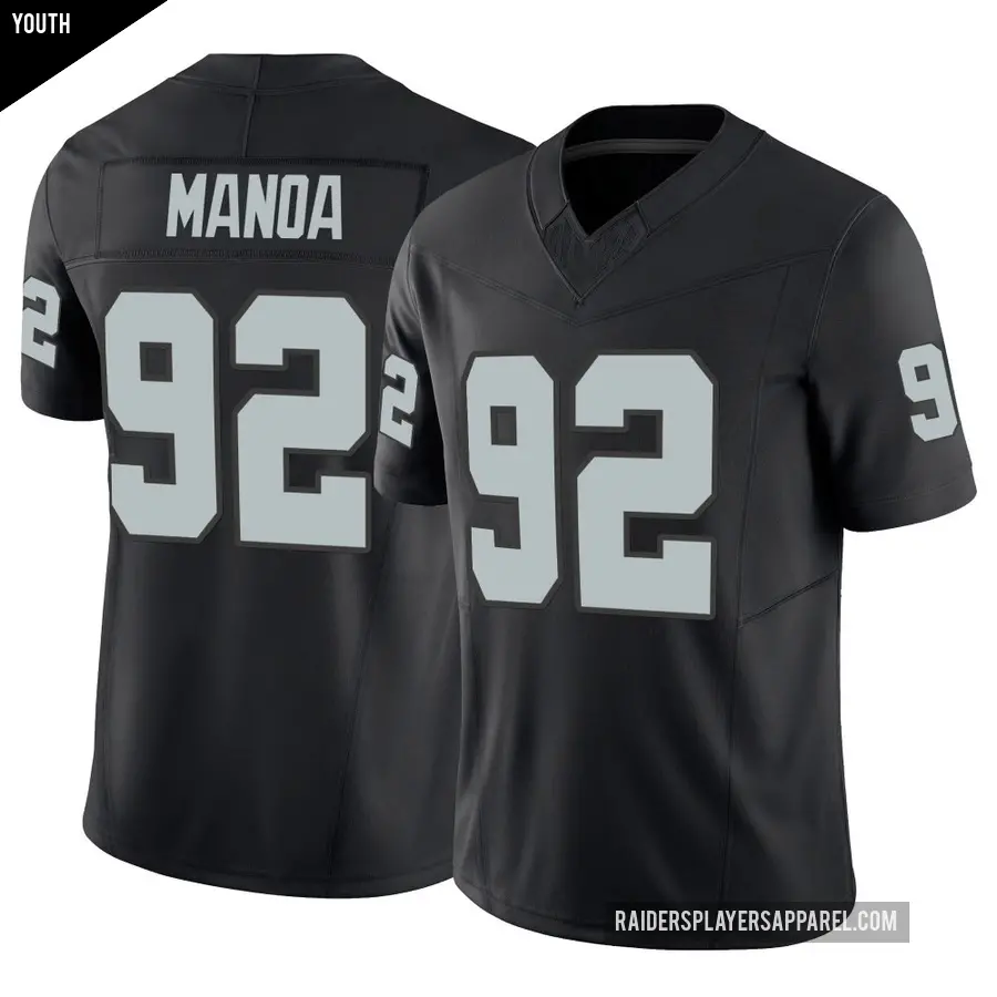 Youth Las Vegas Raiders ＃92 Tyler Manoa Black Limited Vapor F.U.S.E. Jersey
