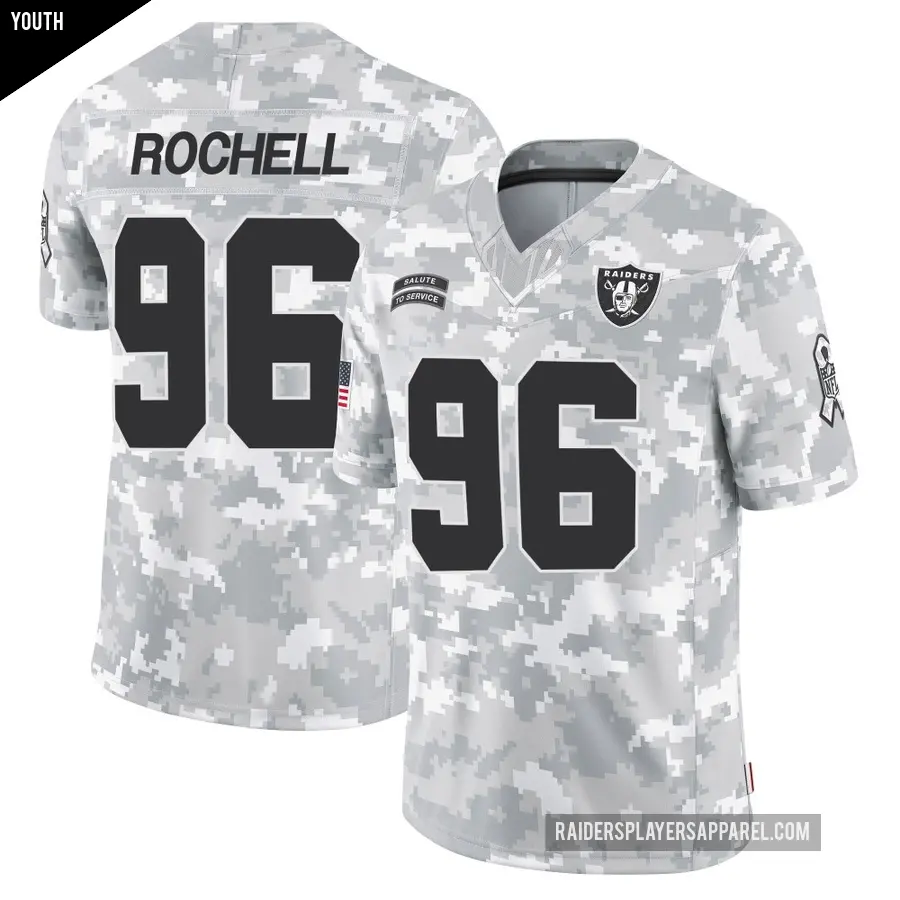 Youth Las Vegas Raiders ＃96 Isaac Rochell Arctic Camo Limited 2024 Salute to Service Jersey