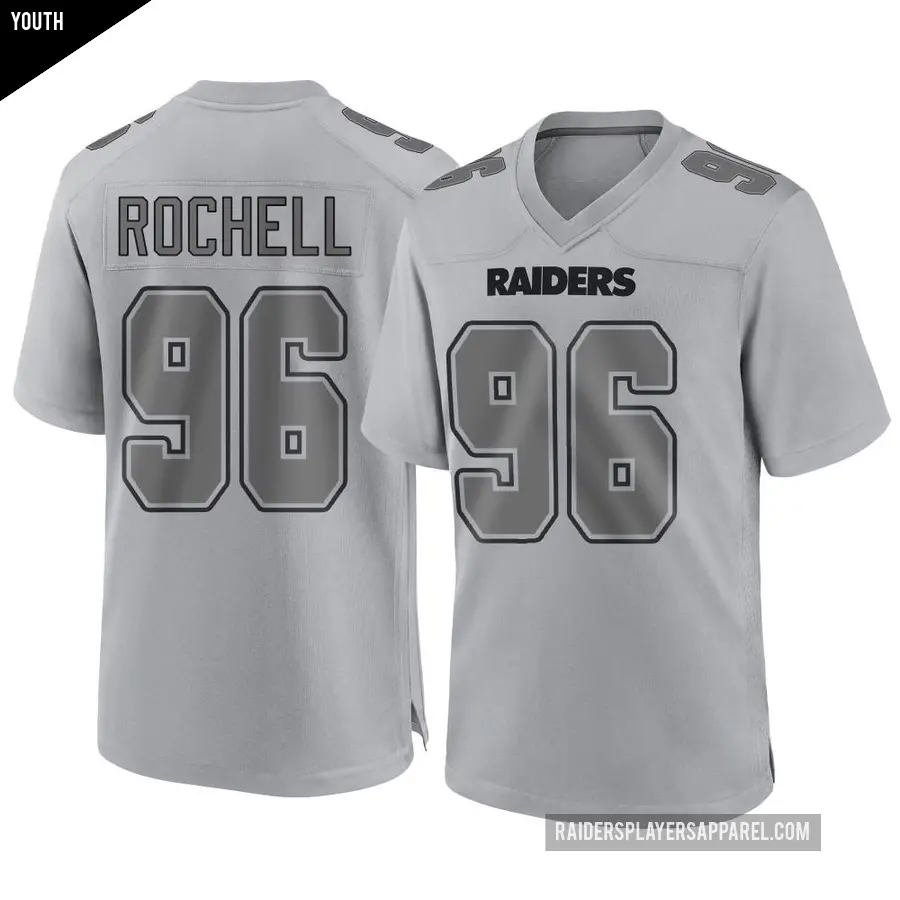 Youth Las Vegas Raiders ＃96 Isaac Rochell Gray Game Atmosphere Fashion Jersey