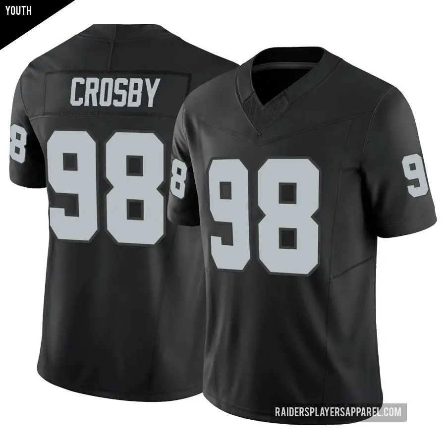 Youth Las Vegas Raiders ＃98 Maxx Crosby Black Limited Vapor F.U.S.E. Jersey